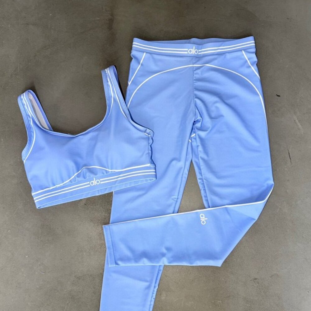 ALO Yoga Blue Pants and Bodysuit Set — Size S